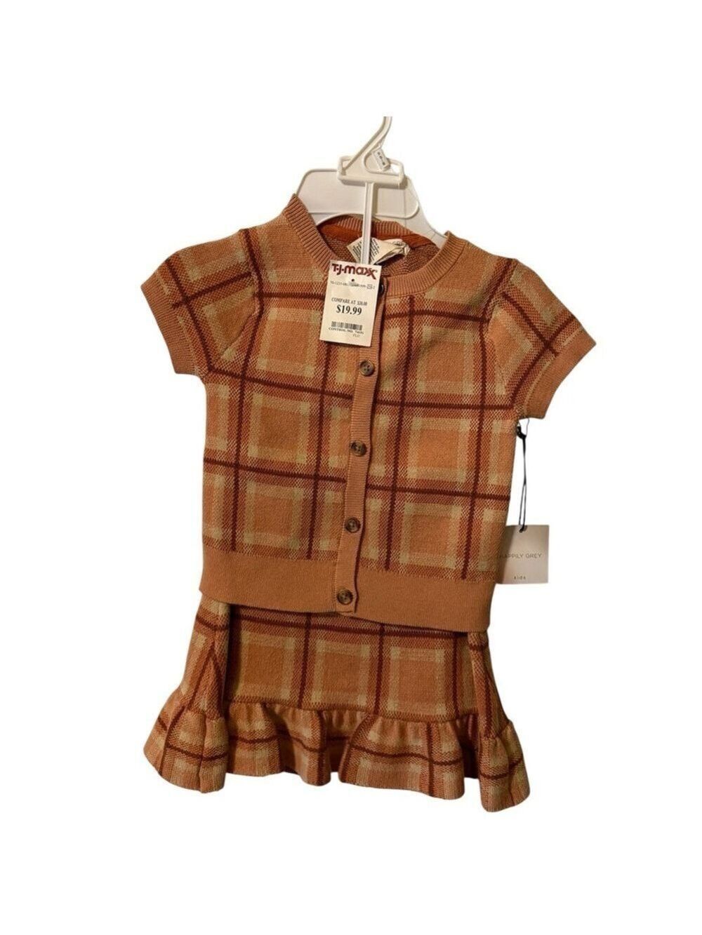 Plaid Kids Matching Set - Brown